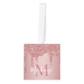 Roos Gold Sparkle Glitter Drift Monogram Foto Kubus Ornament (Voorkant)