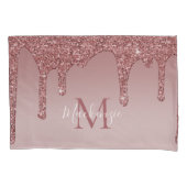 Roos Gold Sparkle Glitter Drift Monogram Kussensloop (Voorkant)