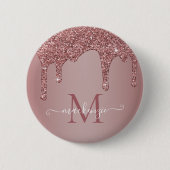 Roos Gold Sparkle Glitter Drift Monogram Ronde Button 5,7 Cm (Voorkant)