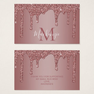 Roos Gold Sparkle Glitter Drift Monogram Visitekaartje