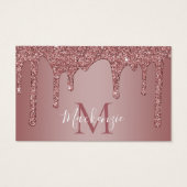 Roos Gold Sparkle Glitter Drift Monogram Visitekaartje (Voorkant)