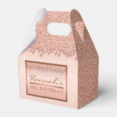 Roos Gold Sparkle Glitter Drip Verjaardagsgeschenk Bedankdoosjes (Voorkant Zijde)