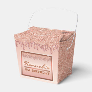 Roos Gold Sparkle Glitter Drip Verjaardagsgeschenk Bedankdoosjes