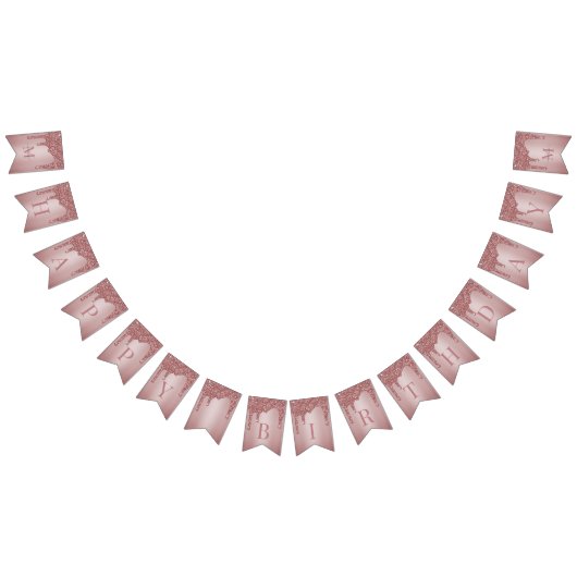 Roos Gold Sparkle Glitter Drips Monogram Verjaarda Vlaggetjes (Alle)