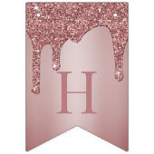 Roos Gold Sparkle Glitter Drips Monogram Verjaarda Vlaggetjes (Tweede vlag)