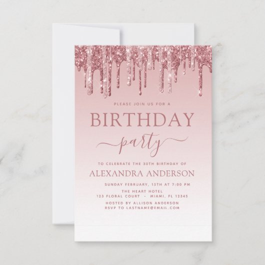 Roos Gold Sparkle Glitter Elke Leeftijd Verjaardag Kaart (Voorkant)