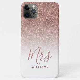 Roos Gold Sparkle Glitter Gepersonaliseerd mevrouw iPhone 11 Pro Max Hoesje