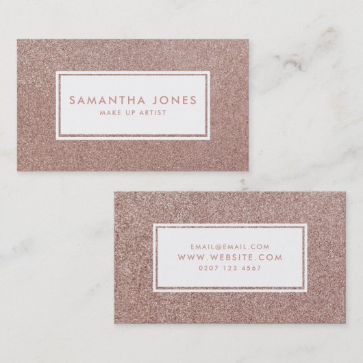 Roos Gold Sparkle Glitter Girly maakt artiest Visitekaartje (Voorkant / Achterkant)