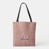 Roos Gold Sparkle Glitter Monogram  Draagtas (Achterkant)