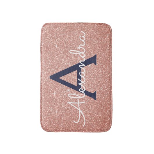 Roos Gold Sparkle Glitter Monogram Naam en Initiaa Badmat (Voorkant Verticaal)