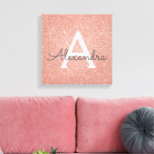 Roos Gold Sparkle Glitter Monogram Naam en Initiaa Canvas Afdruk (Insitu (Woonkamer))
