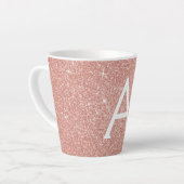 Roos Gold Sparkle Glitter Monogram Naam en Initiaa Latte Mok (Linkerhoek)