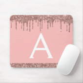Roos Gold Sparkle Glitter Monogram Name Mousepad Muismat (Met muis)