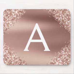 Roos Gold Sparkle Glitter Monogram Name Mousepad Muismat