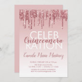 Roos Gold Sparkle Glitter Quinceanera Celebration Kaart (Voorkant / Achterkant)