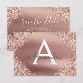 Roos Gold Sparkle Glitter Sweet 16 Save the Date (Voorkant / Achterkant)