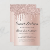 Roos Gold Sparkle Glitter Sweet Sixteen Birthday