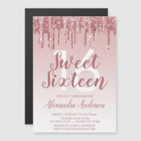 Roos Gold Sparkle Glitter Sweet Sixteen Birthday