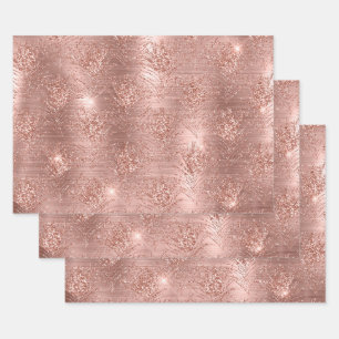 Roos Gold Sparkle Glitter Trendy Gift voor haar Inpakpapier Vel