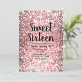 Roos Gold Sparkle Licht Glitter Sparkly Sweet 16 Kaart (Staand voorkant)