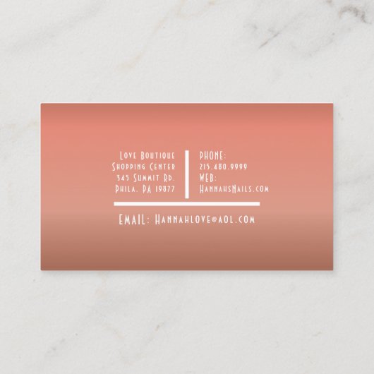 Roos Gold Sparkle Nail Salon Glitter Loyaliteit Ka Visitekaartje (Achterkant)