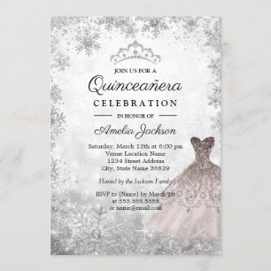 Roos Gold Sparkle Sneeuwvlokken Winter Quinceanera Kaart