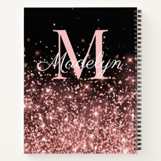 Roos Gold Sparkles monogram naam Notitieboek
