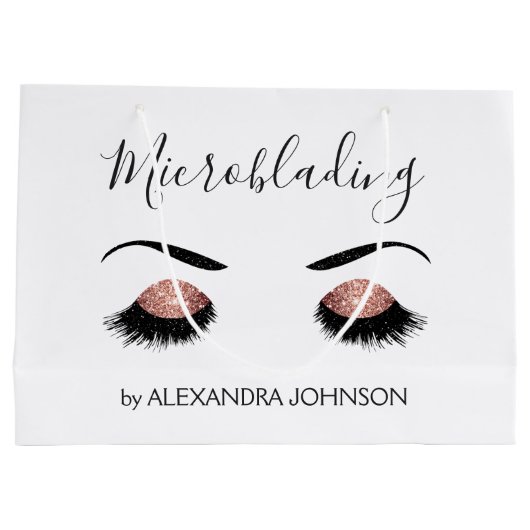 Roos Gold Sparkly Glitter Moderne Microblading Groot Cadeauzakje (Achterkant)