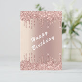 Roos Gold Sparkly Glitter Verjaardag Kaart (Staand voorkant)