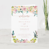 Roos Gold Spring Floral Folded Wedding Programma (Voorkant)