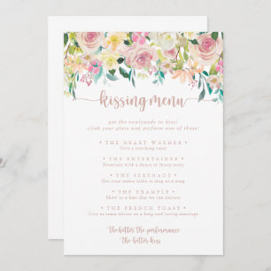 Roos Gold Spring Floral Kissing Menu Game Card