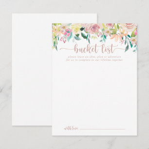 Roos Gold Spring Floral Wedding Bucket List-kaarte Briefkaart