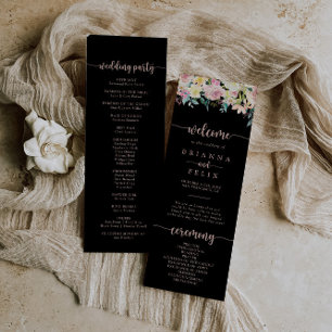 Roos Gold Spring Floral Wedding Programme Programma
