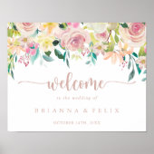 Roos Gold Spring Floral Wedding Welcome Sign Poster (Voorkant)