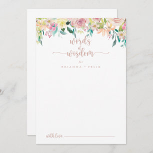 Roos Gold Spring Floral Wedding Words of Wisdom Advieskaart