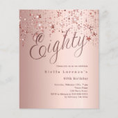 Roos Gold Stars Budget 80e verjaardagsuitnodiging (Voorkant)