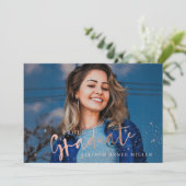 Roos Gold Stars Proud Afstuderen Foto Afstuderen Kaart (Staand voorkant)