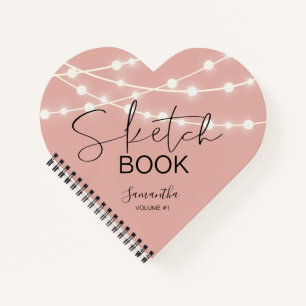 Roos Gold String Lights Schetsboek Jouw naam Notitieboek