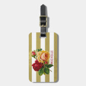  Roos, Gold-Stripe gepersonaliseerd Bagagelabel (Voorkant verticaal)