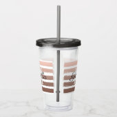 Roos Gold Stripes met monogram Acryl Drinkbeker (Rechts)