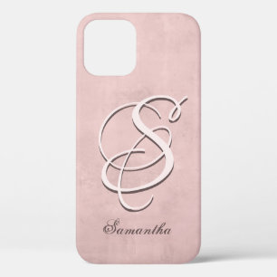 Roos Gold stylish rustige naam Monogram iPhone 12 Hoesje