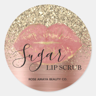 Roos Gold Sugar Lip Scrub Glitter Sprinkles Ronde Sticker