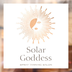 Roos Gold Sun Goddess Girl Spray Tanning Salon Raamsticker