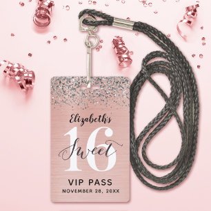 Roos Gold Sweet 16 Birthday VIP Badge