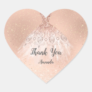 Roos Gold Sweet 16e Bridal Hartelijk dank Hart Sticker
