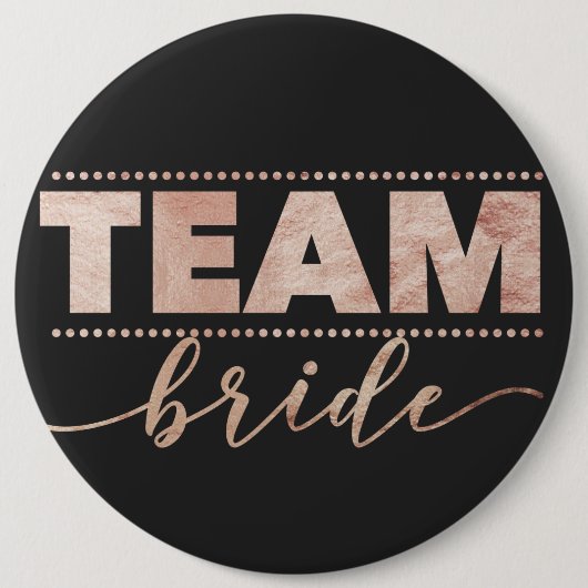 Roos Gold Team Bride Bachelorette Ronde Button 6,0 Cm (Voorkant)