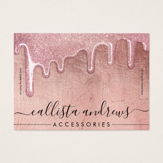 Roos Gold Thick Glitter Drift Bracelet Display Visitekaartje (Voorkant)