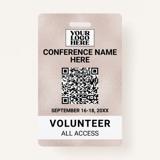 Roos Gold Trade Show Conference Event Badge (Voorkant)