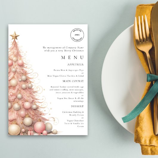 Roos Gold Tree Logo Werk Kerstfeest Menu Kaart