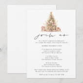 Roos Gold Tree Progressive Christmas Party Kaart (Voorkant / Achterkant)